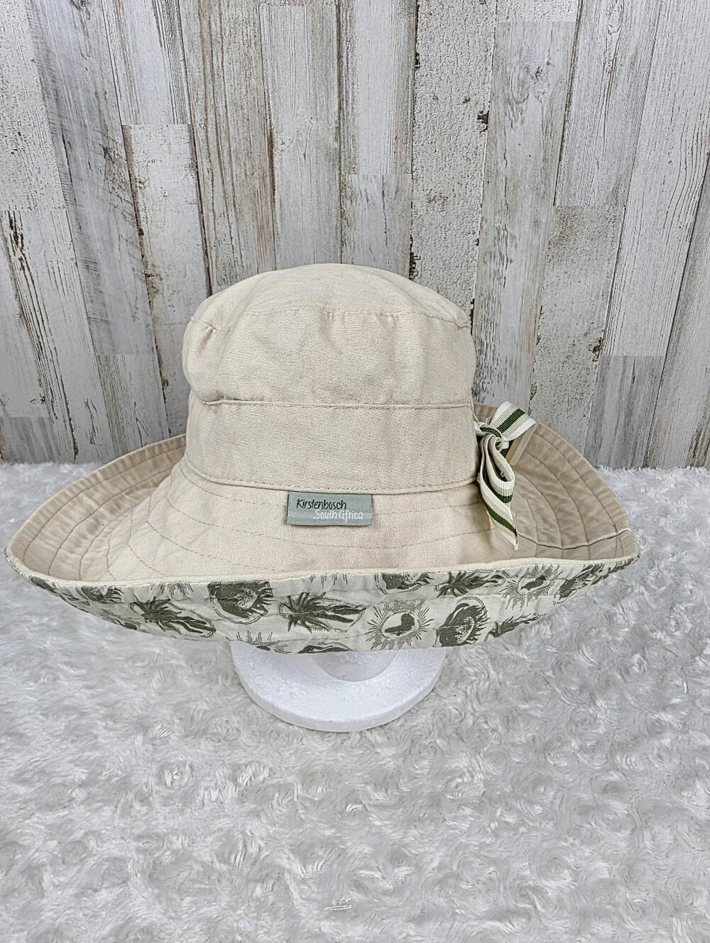 Kirstenbosch South Africa Bucket Hat Beige Linen Size Medium